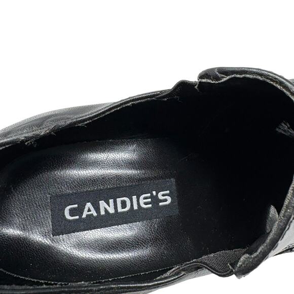 Vintage 90s Candie's Black Leather Square Toe Platform Ankle Boot sz 6 RARE - Picture 5 of 7